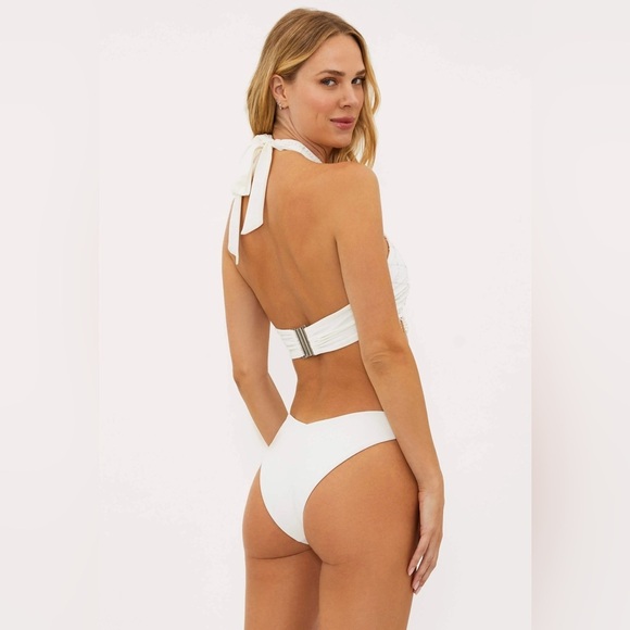 BEACH RIOT Jessica Studded Top Vanessa High Cut Bikini Bottom in Ivory Pearl NWT - Picture 8 of 15